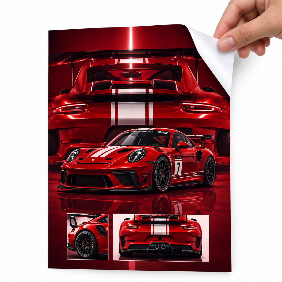 Pack de 4 poster autocollant voiture Porsche