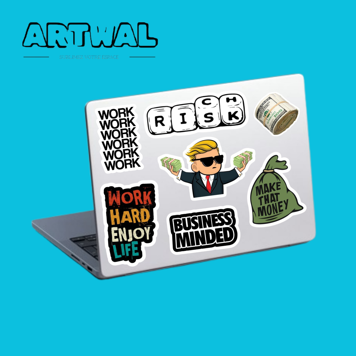 Pack de 4 feuilles business men and money