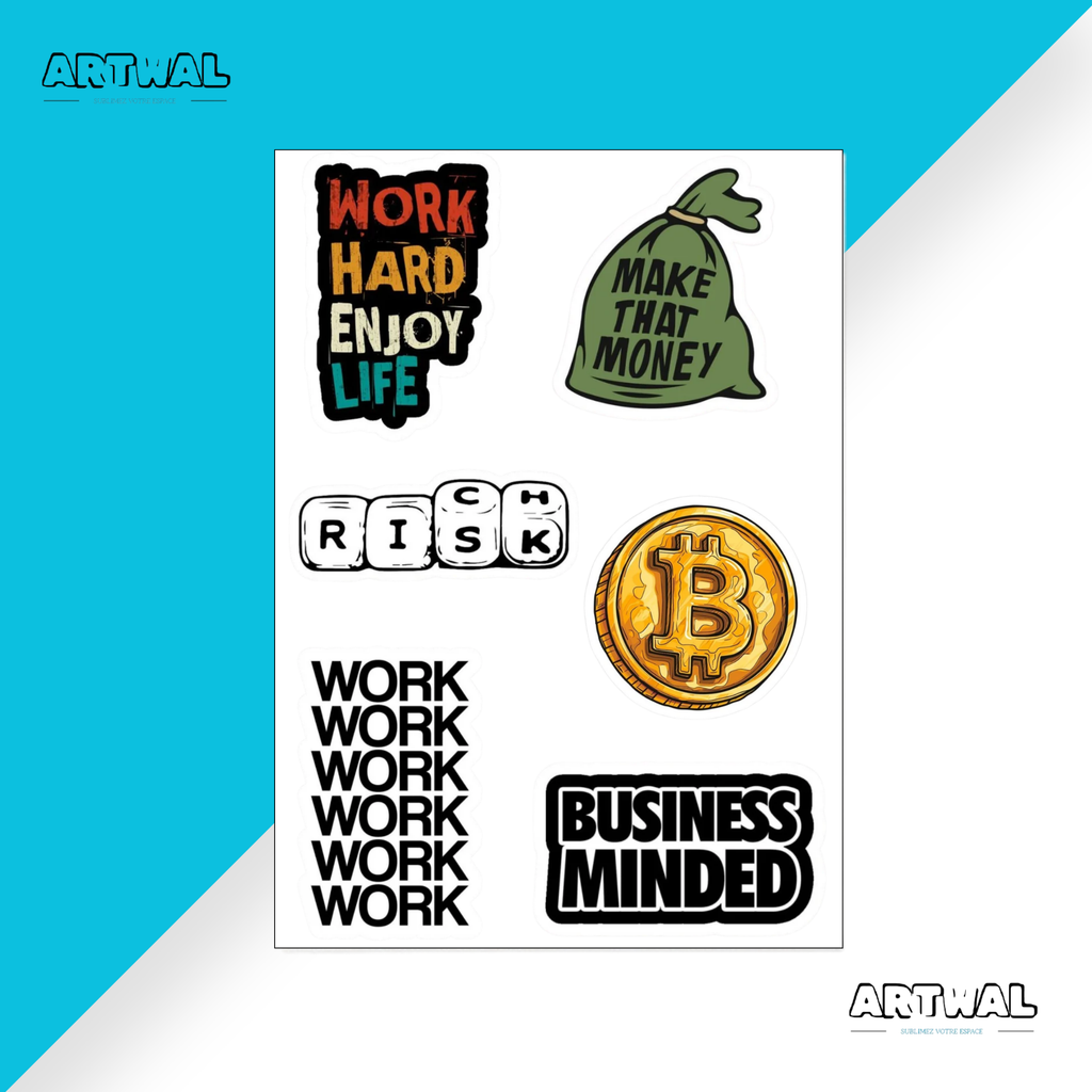 Pack de 4 feuilles business men and money