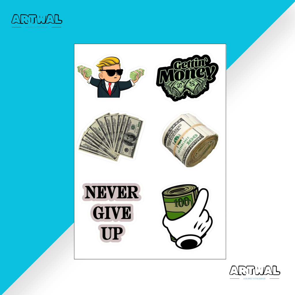 Pack de 4 feuilles business men and money