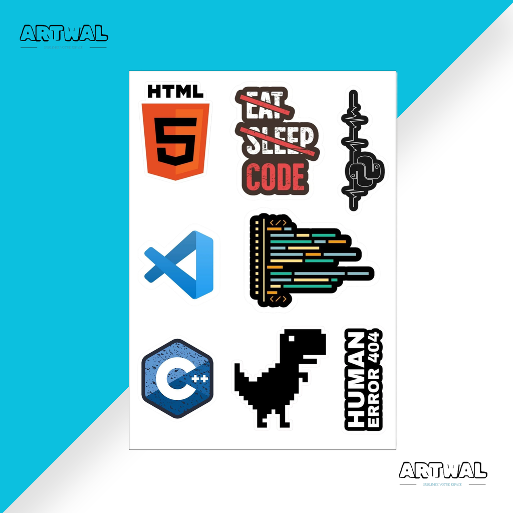 Pack de 4 feuille de stickers programmation et info