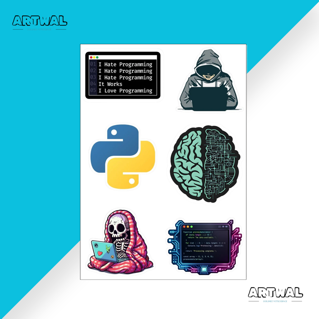 Pack de 4 feuille de stickers programmation et info
