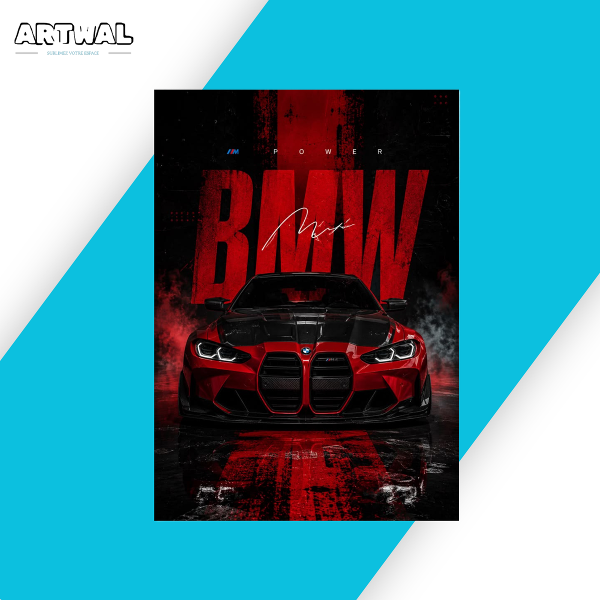 Pack de 4 poster autocollant voiture BMW
