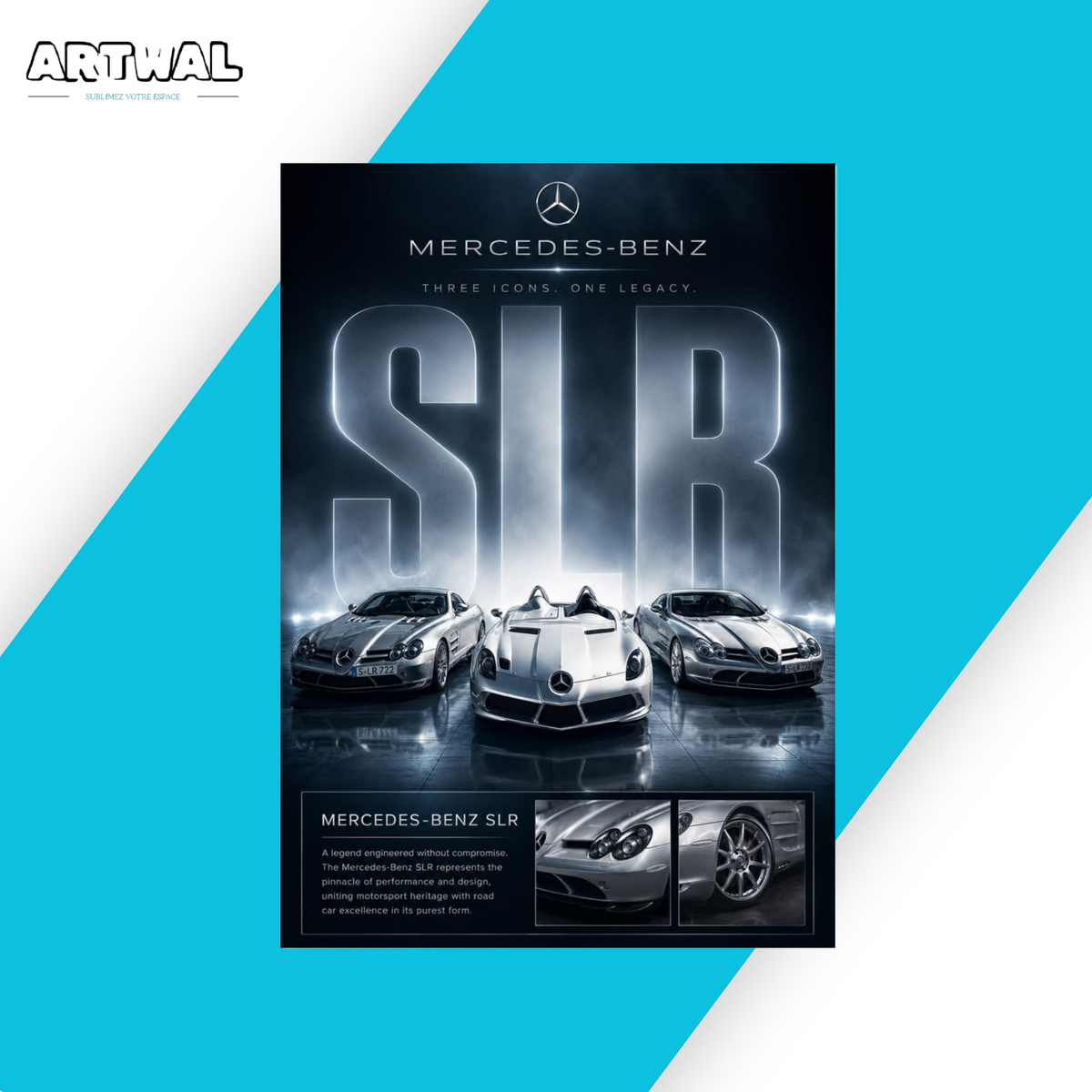 Pack de 4 poster autocollant voiture Mercedes