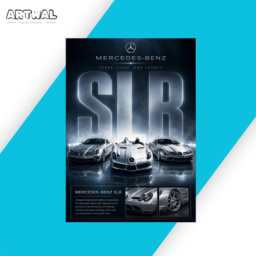 Pack de 4 poster autocollant voiture Mercedes