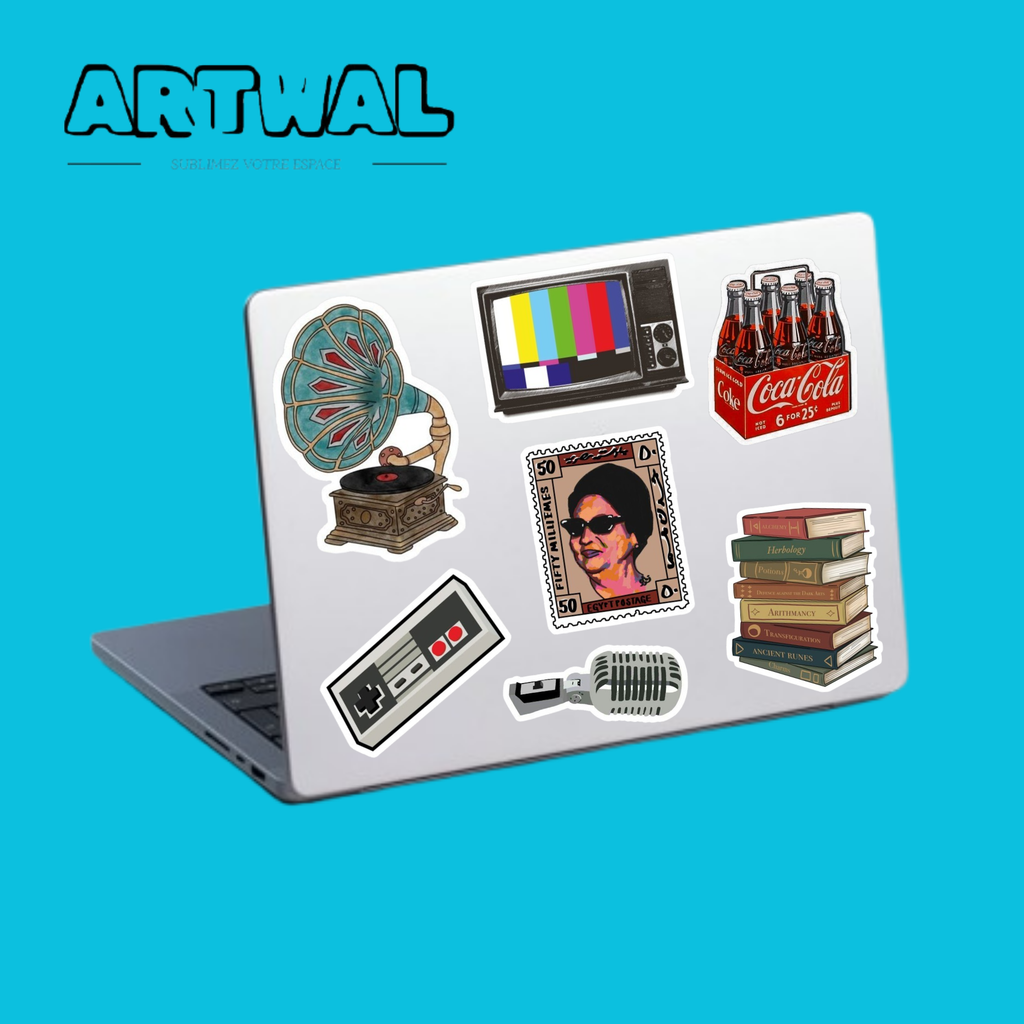 Pack de 4 feuilles de stickers vintage