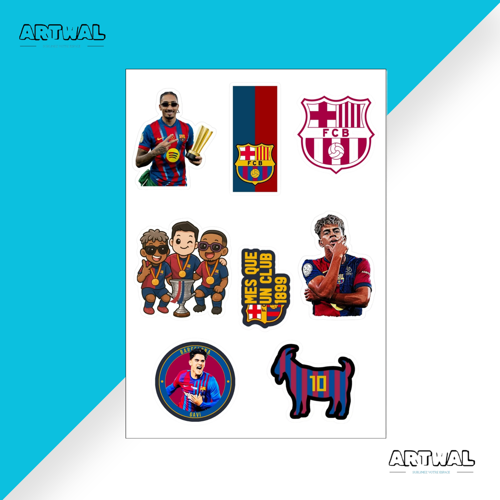 Pack de 4 feuille de stickers FC Barcelone