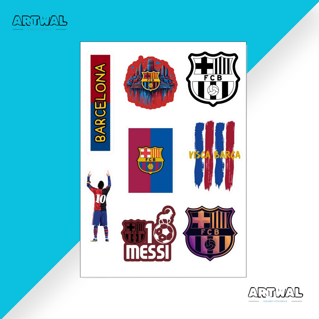 Pack de 4 feuille de stickers FC Barcelone