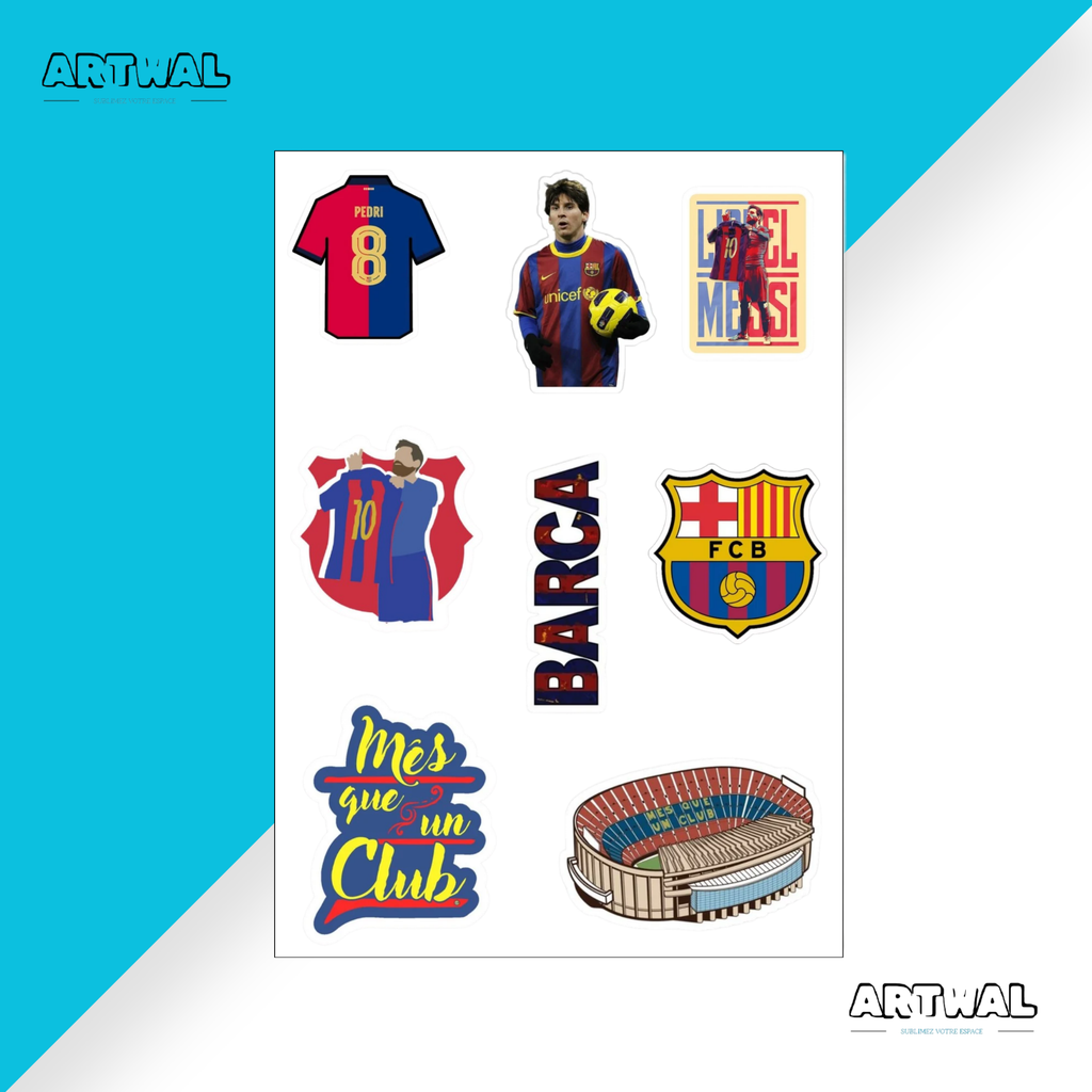 Pack de 4 feuille de stickers FC Barcelone