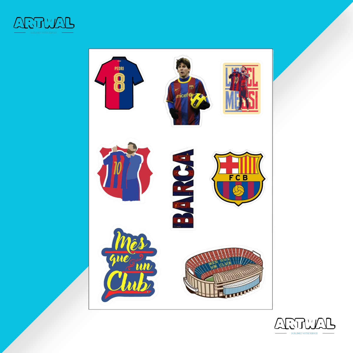Pack de 4 feuille de stickers FC Barcelone