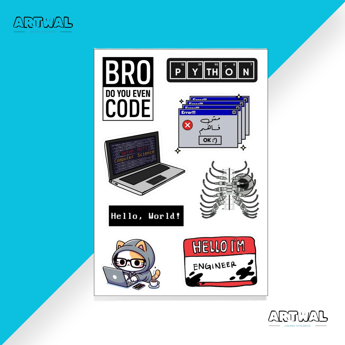 Pack de 4 feuille de stickers programmation et info