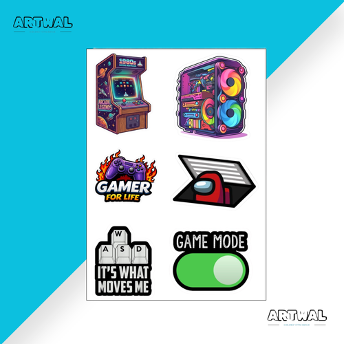 Pack de 4 feuilles de stickers gaming top