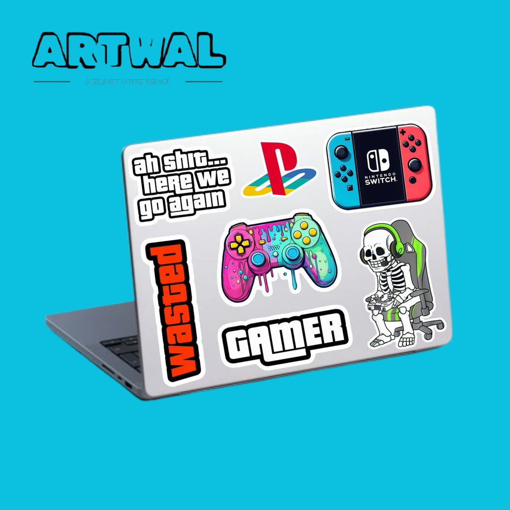 Pack de 4 feuilles de stickers gaming top