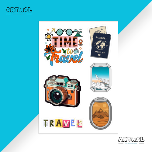 Pack de 4 feuilles de stickers de voyage pour les funs du voyage